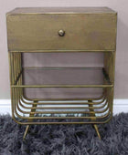 Distressed Bronzed Metal Bedside Cabinet - The Farthing