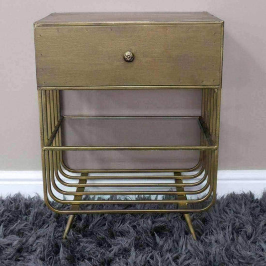 Distressed Bronzed Metal Bedside Cabinet - The Farthing