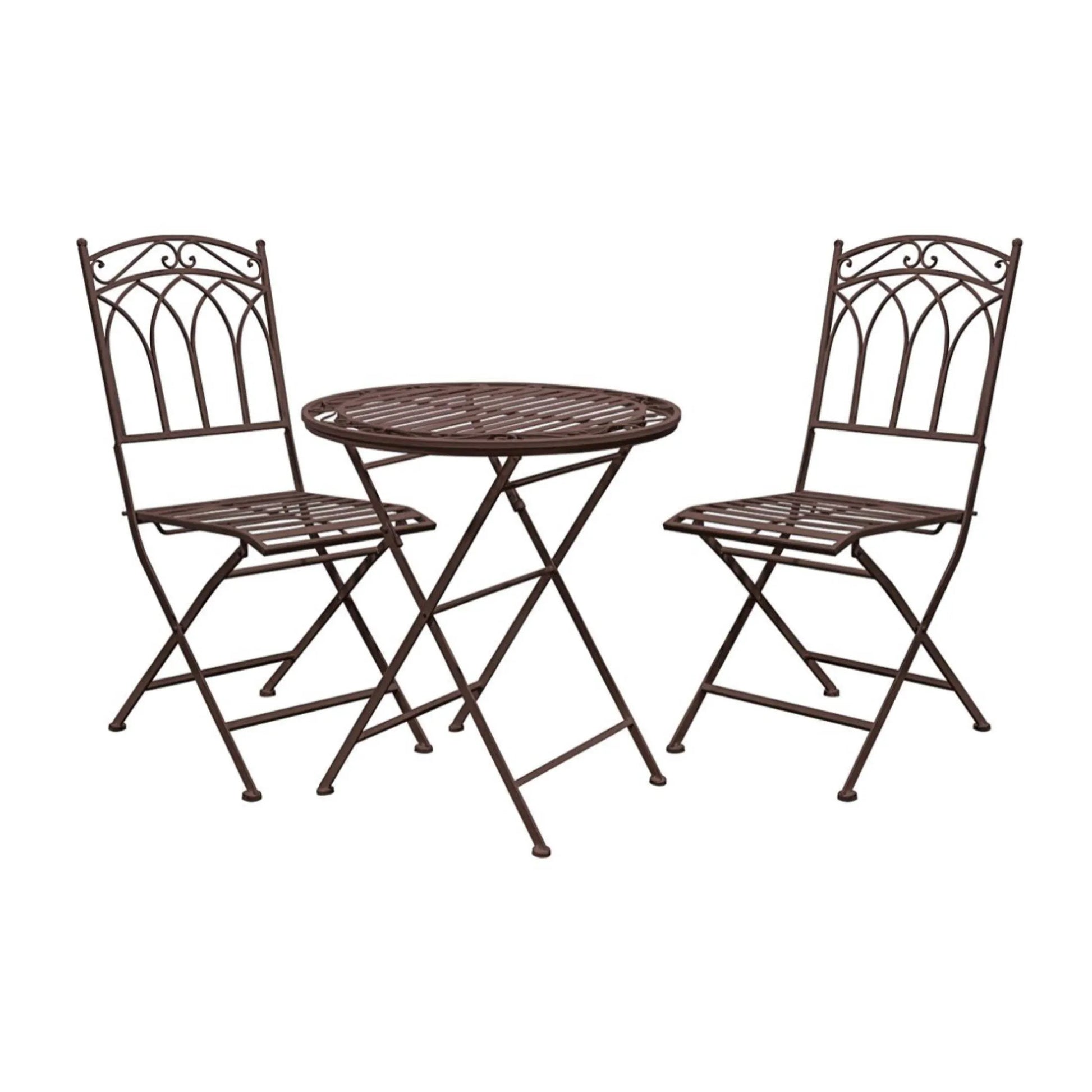 Distressed Brown Metal 2 Seater Bistro Set - The Farthing