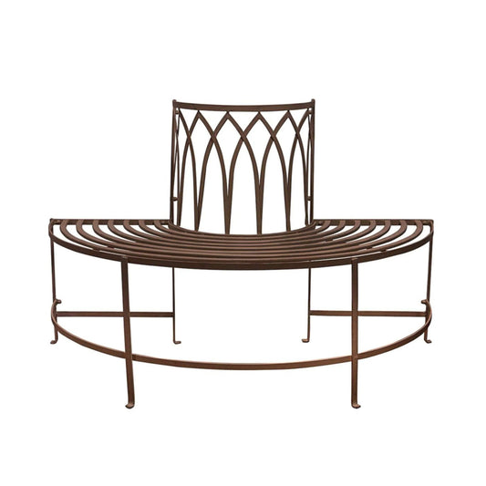 Distressed Brown Outdoor Semi Circle Tree Bench Seat - The Farthing