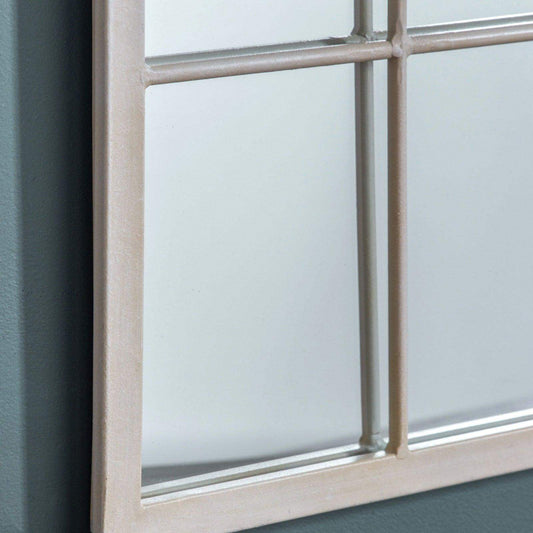 Distressed Cream Arched Top Window Mirror - The Farthing