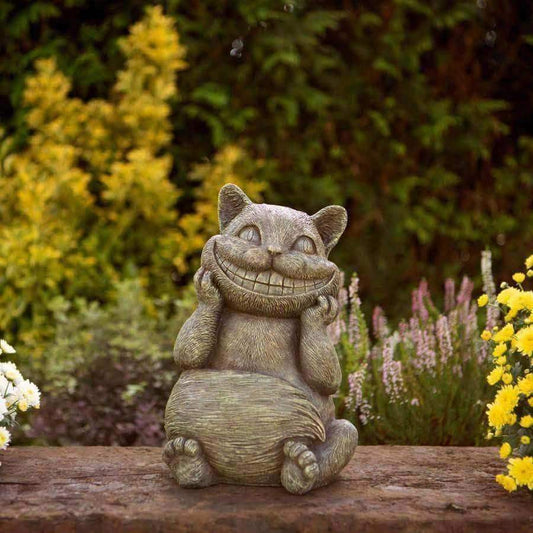 Distressed Finish Cheshire Cat Garden Ornament - The Farthing