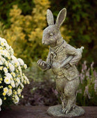 Distressed Finish White Rabbit Garden Ornament - The Farthing