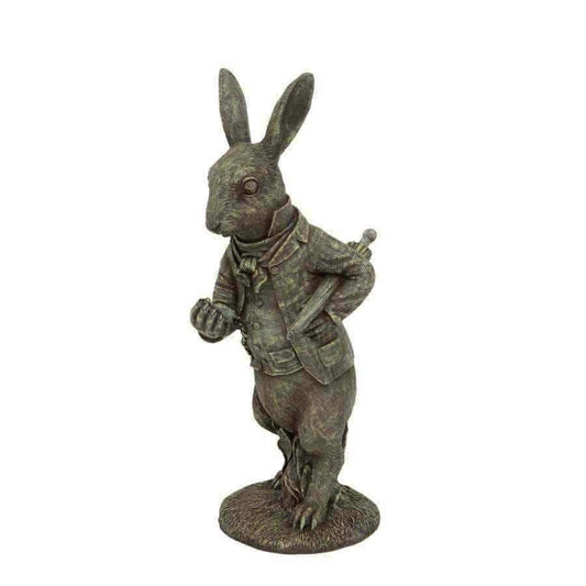 Distressed Finish White Rabbit Garden Ornament - The Farthing