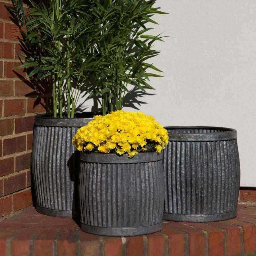 Distressed Fluted Dolly Tub Planter Set - 3 - The Farthing