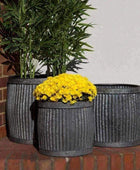 Distressed Fluted Dolly Tub Planter Set - 3 - The Farthing