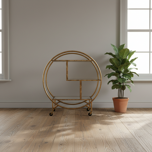 Distressed Gold Art Deco Drinks Trolley 2