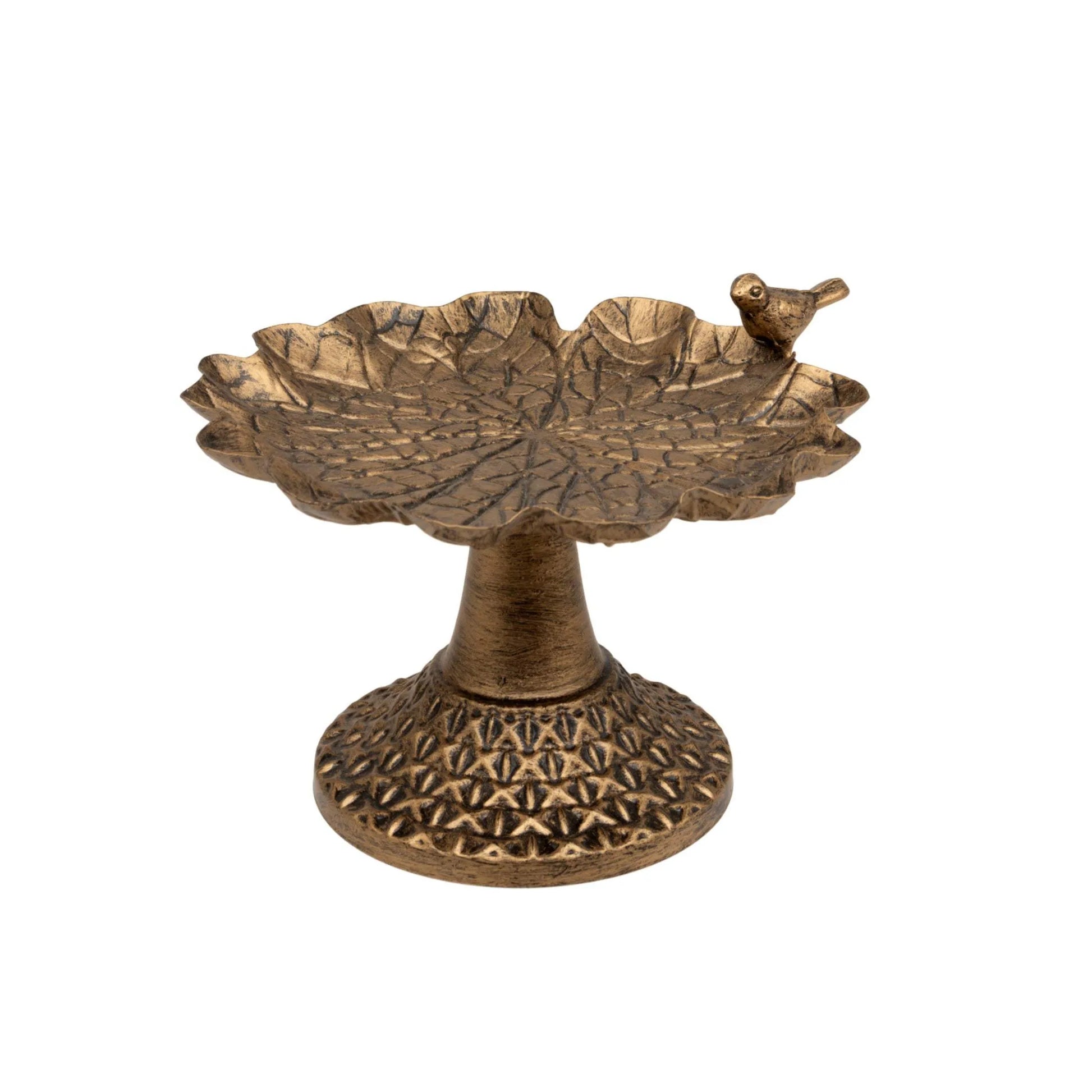 Distressed Gold Bird Feeder Dish - The Farthing