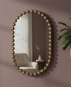 Distressed Gold Large Beaded Portrait Mirror - The Farthing