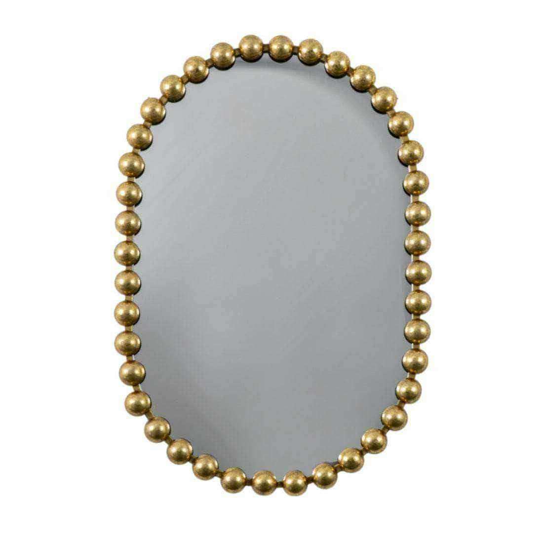 Distressed Gold Large Beaded Portrait Mirror - The Farthing