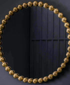 Distressed Gold Large Beaded Round Mirror - The Farthing