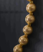 Distressed Gold Large Beaded Round Mirror - The Farthing