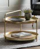 Distressed Gold Round Two Tier Coffee Table - The Farthing