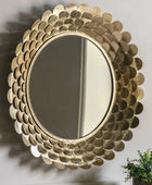 Distressed Gold Scallop Round Mirror - The Farthing