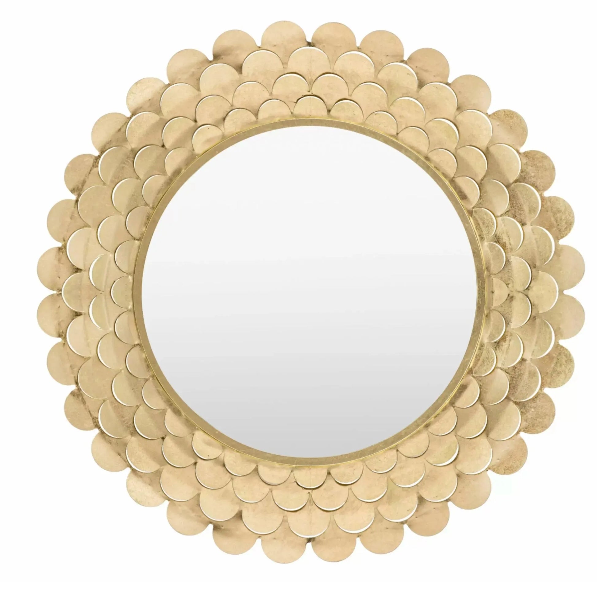 Distressed Gold Scallop Round Mirror - The Farthing