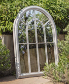 Distressed Grey Arched Outdoor Garden Wall Mirror - The Farthing