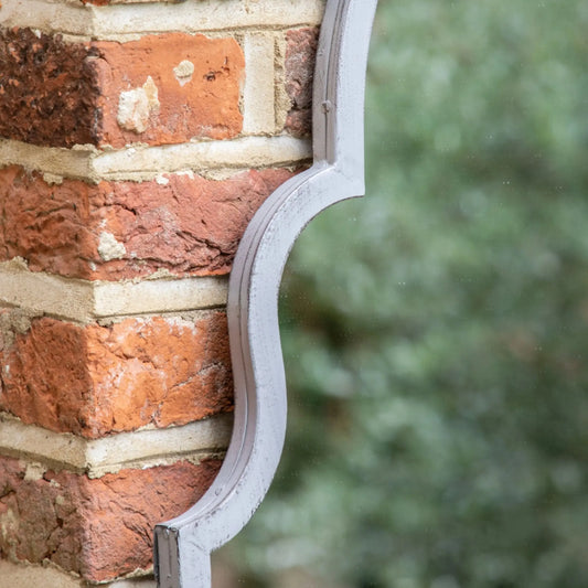 Distressed Grey Curved Arched Garden Wall Mirror - The Farthing