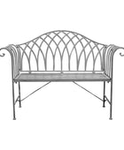 Distressed Grey Scrolled Arm Metal Garden Bench - The Farthing