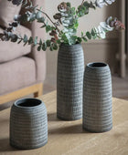 Distressed Grey Stoneware Vases Set of 3 - The Farthing