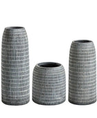 Distressed Grey Stoneware Vases Set of 3 - The Farthing