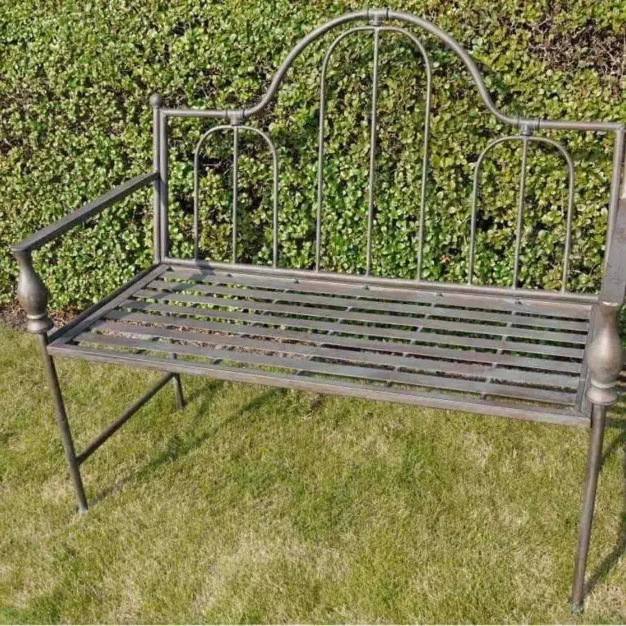 Distressed Iron Garden Bench - The Farthing