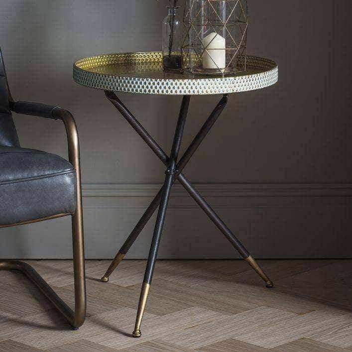 Distressed Metal Tripod Legged Side Table - The Farthing