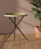 Distressed Metal Tripod Legged Side Table