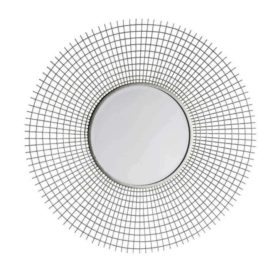 Distressed Silver Radial Wire Metal Round Mirror - The Farthing