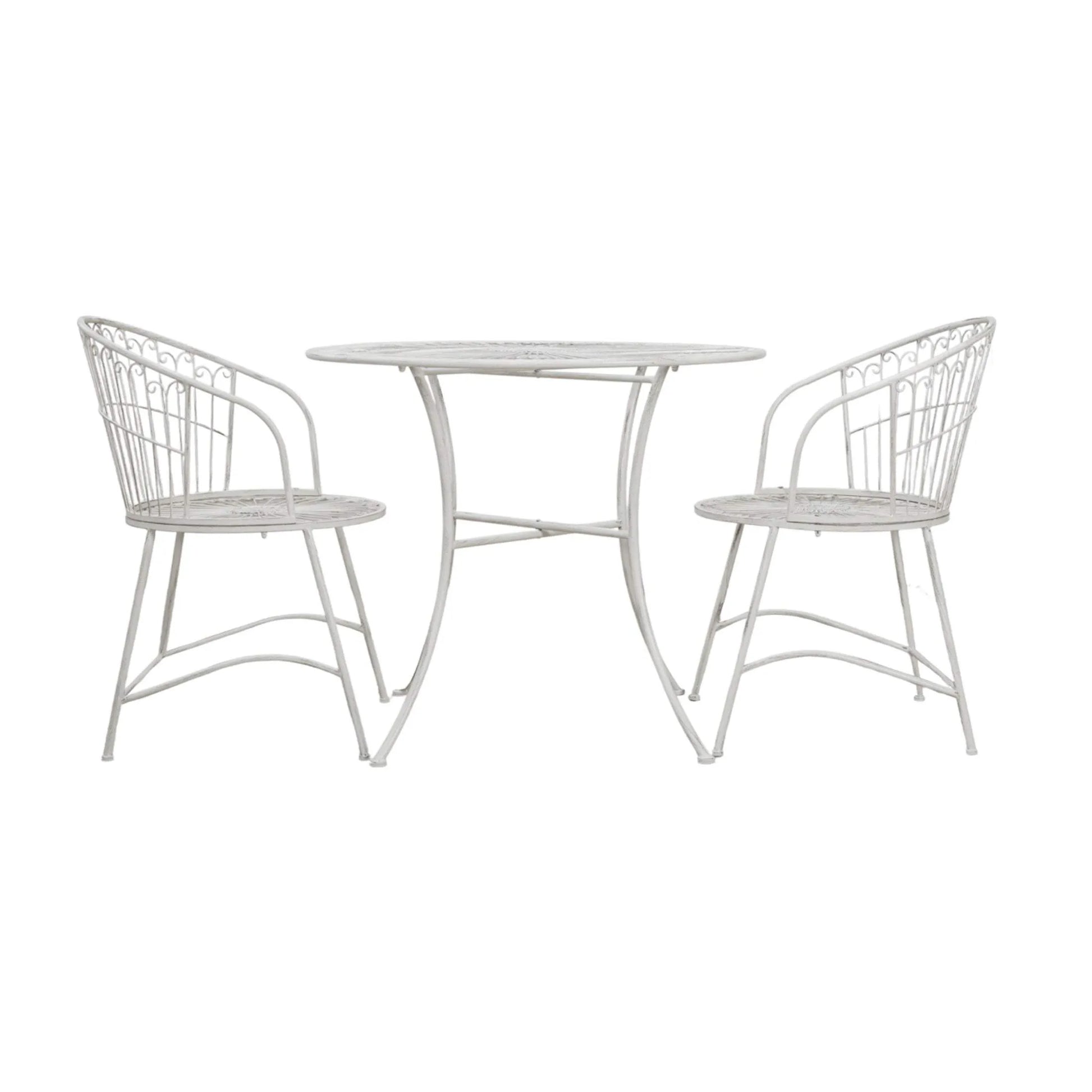 Distressed Vanilla Traditional Metal 2 Seater Bistro Set - The Farthing