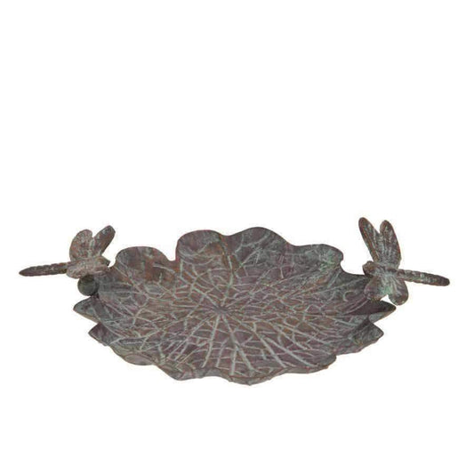 Distressed Verdigris Metal Bird Feeder Dish - The Farthing