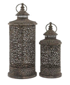 Distressed Vintage Lattice Candle Lantern set of 2 - The Farthing