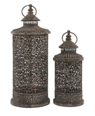 Distressed Vintage Lattice Candle Lantern set of 2 - The Farthing