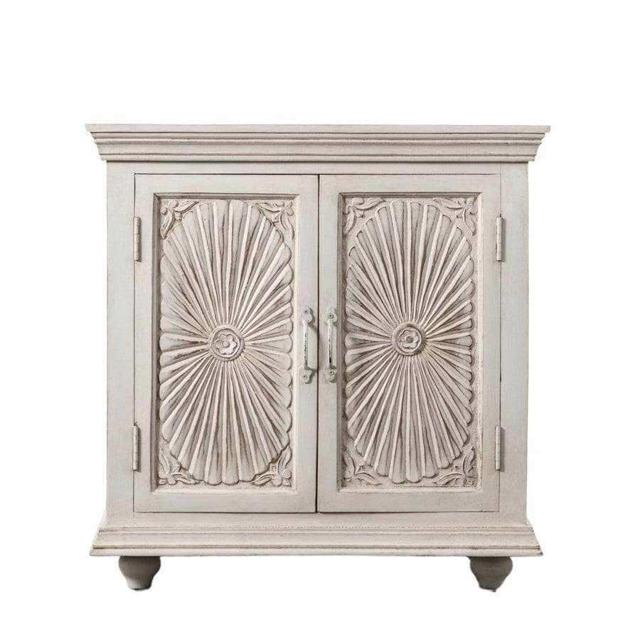 Distressed Vintage White Lahaul 2 Door Cabinet - The Farthing