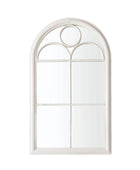 Distressed White Arched Outdoor Garden Wall Mirror - The Farthing