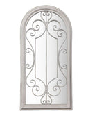 Distressed White Arched Scroll Garden Wall Mirror - The Farthing