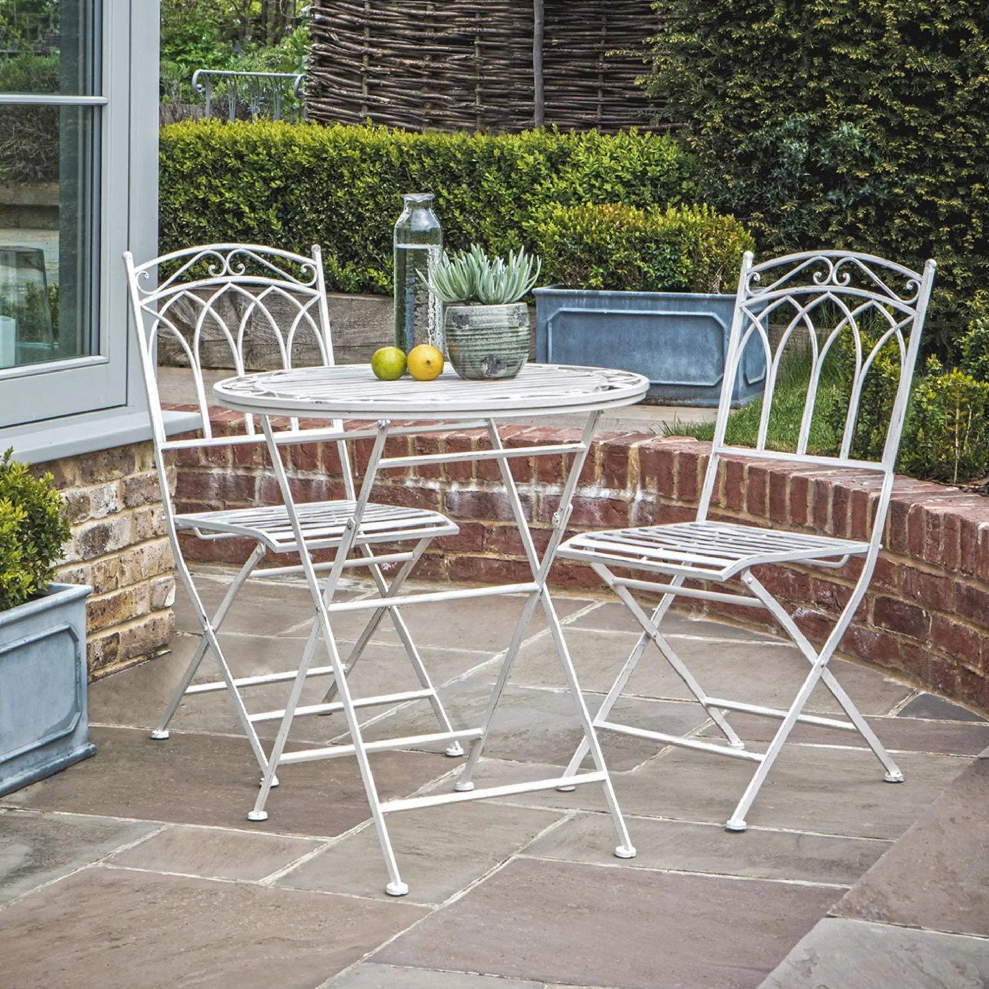 Distressed White Metal 2 Seater Bistro Set - The Farthing