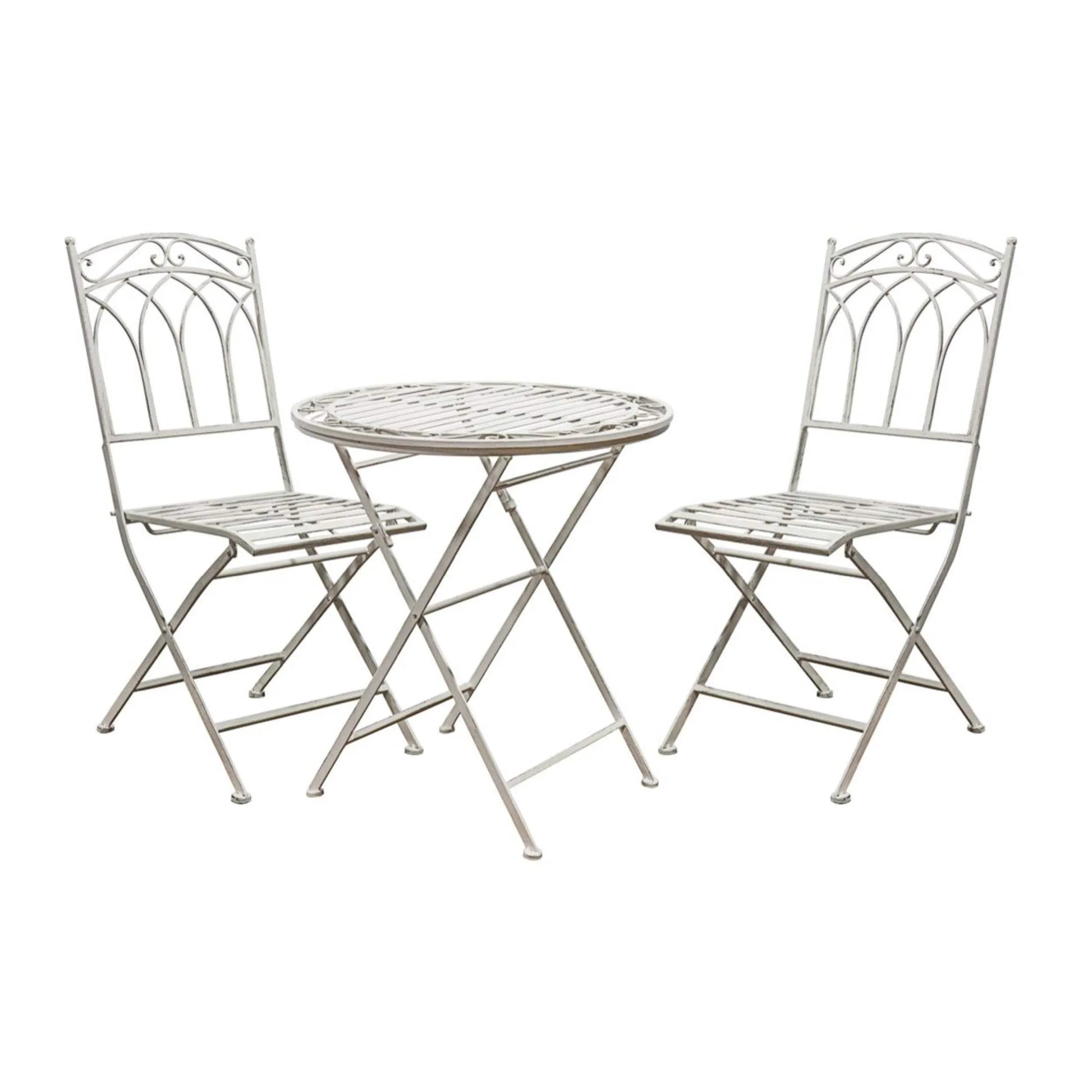 Distressed White Metal 2 Seater Bistro Set - The Farthing