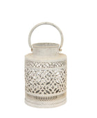 Distressed White Metal Candle Lantern - The Farthing