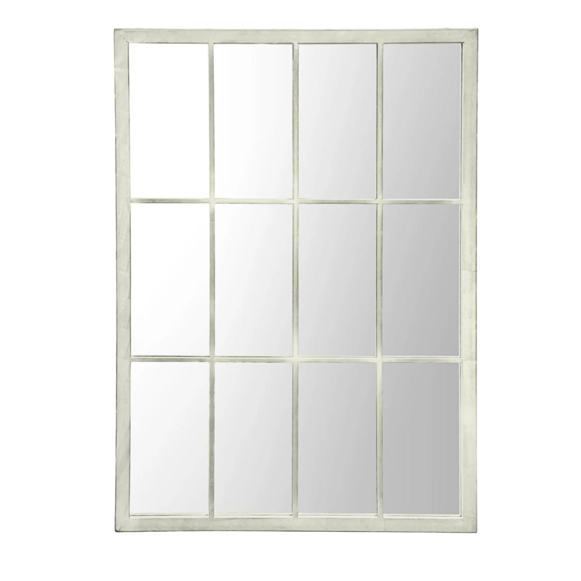 Distressed White Outdoor Garden Window Wall Mirror - The Farthing