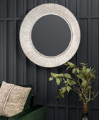 Distressed White Round Tisbury Wall Mirror - The Farthing