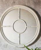 Distressed White Round Window Mirror - The Farthing