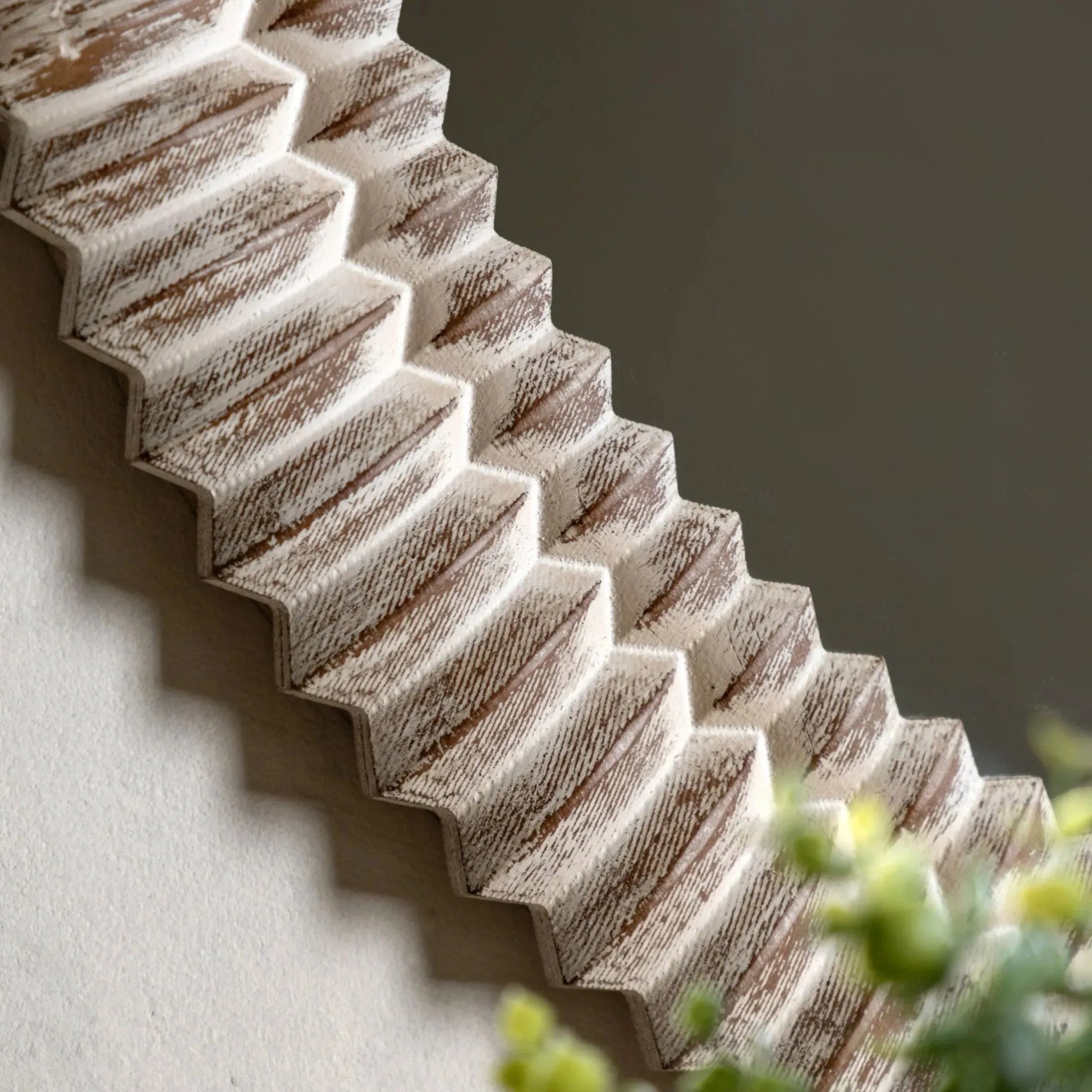 Distressed White Wash Ribbed Round Mirror - The Farthing