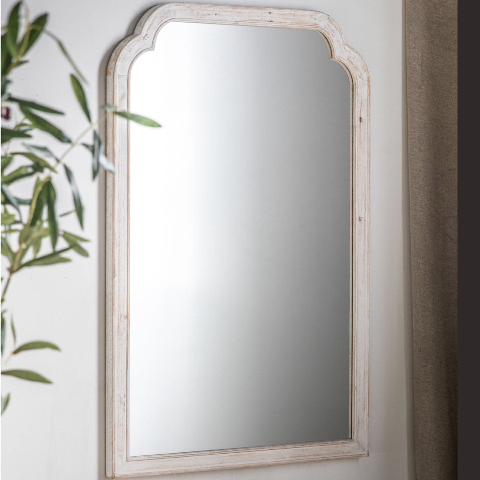Distressed White Wooden Hatty Mirror - The Farthing