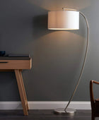 Elegantly Arched Bright Nickel Floor Lamp - The Farthing