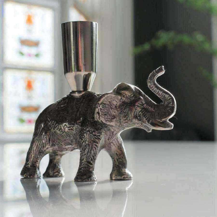 Elephant Shaped Metal Candle Holder - The Farthing