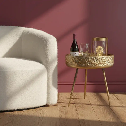Embossed Gold Round Industrial Side Table - The Farthing