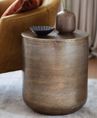 Embossed Metal Drum Side Table - The Farthing