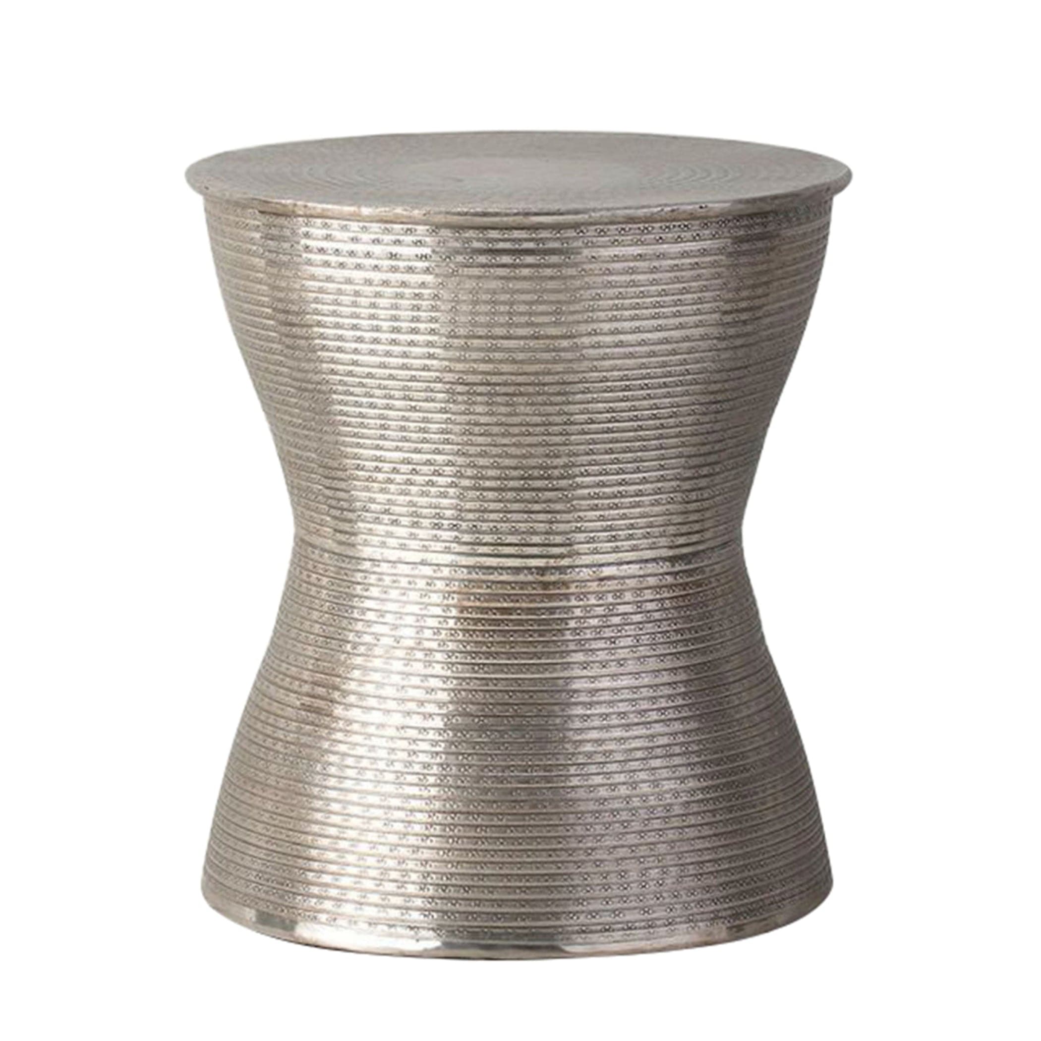 Embossed Metal Round Drum Side Table - The Farthing