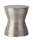 Embossed Metal Round Drum Side Table - The Farthing