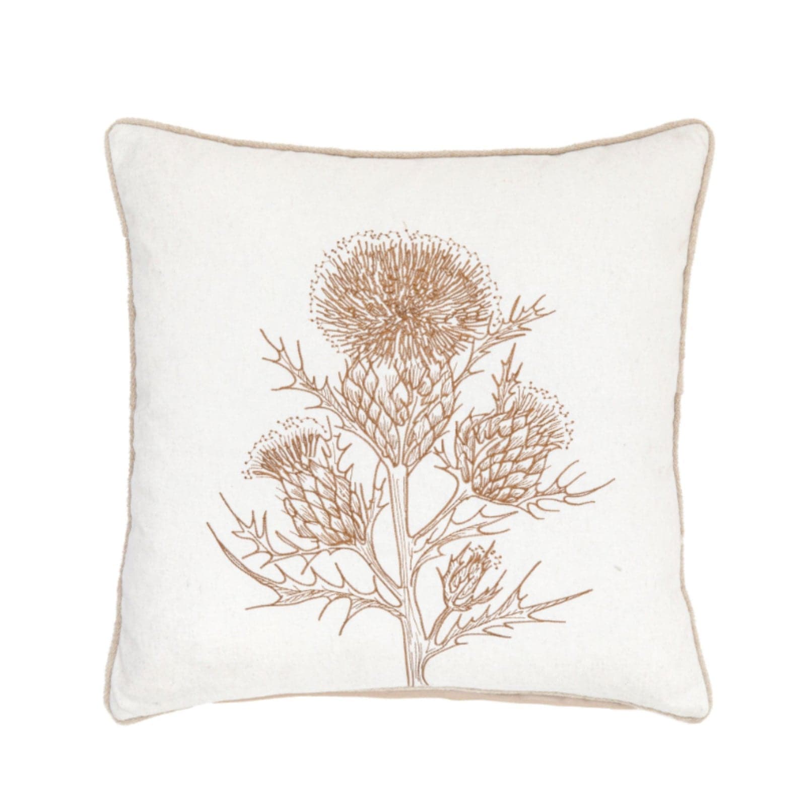 Embroidered Thistle Cushion Cover - The Farthing
